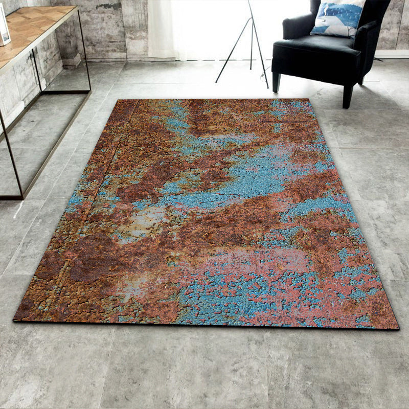 Modern Living Room Rug in Brown and Blue Abstract Rust Pattern Rug Polyester Washable Area Rug Clearhalo 'Area Rug' 'Modern' 'Rugs' Rug' 1517120