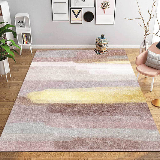 Modern Living Room Rug in Pink Abstract Aquarelle Pattern Rug Polyester Washable Carpet Pink Clearhalo 'Area Rug' 'Modern' 'Rugs' Rug' 1517143
