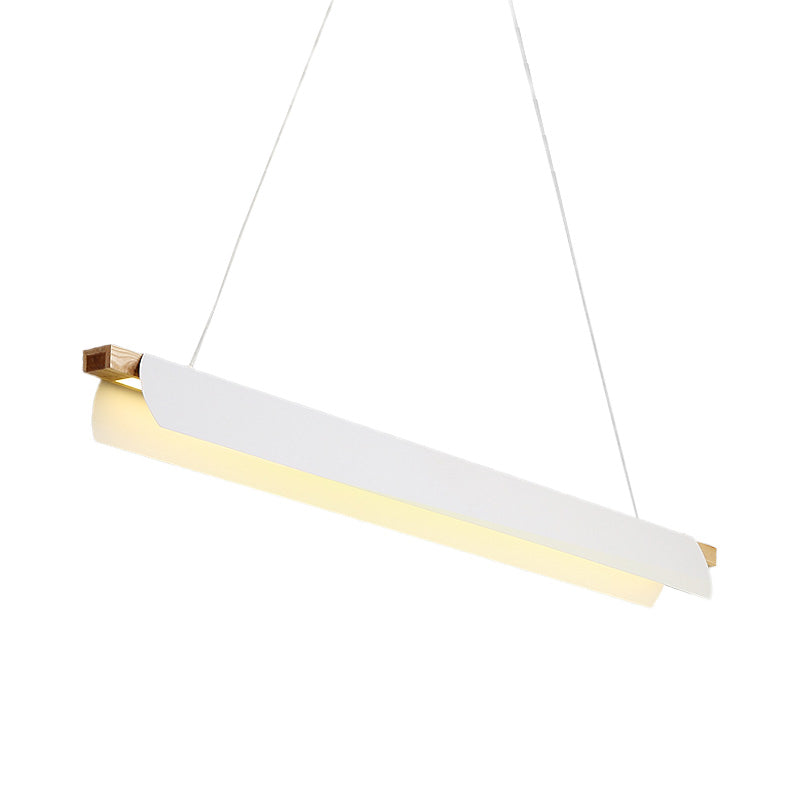 Linear Metal Chandelier Lamp Modernist Led 27.5"/39" Wide White/Black Pendant Ceiling Light, Third Gear Clearhalo 'Ceiling Lights' 'Chandeliers' 'Modern Chandeliers' 'Modern' Lighting' 151721