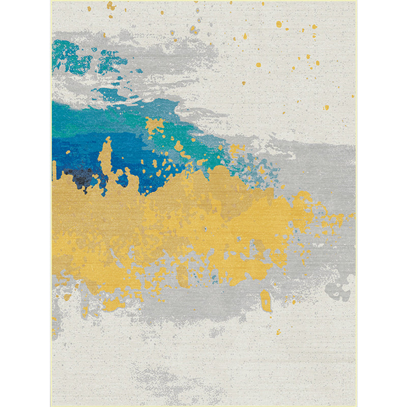 Contemporary Modern Rug in Ivory Abstract Splash Ink Print Area Rug Polyester Washable Carpet for Home Decoration Clearhalo 'Area Rug' 'Modern' 'Rugs' Rug' 1517224