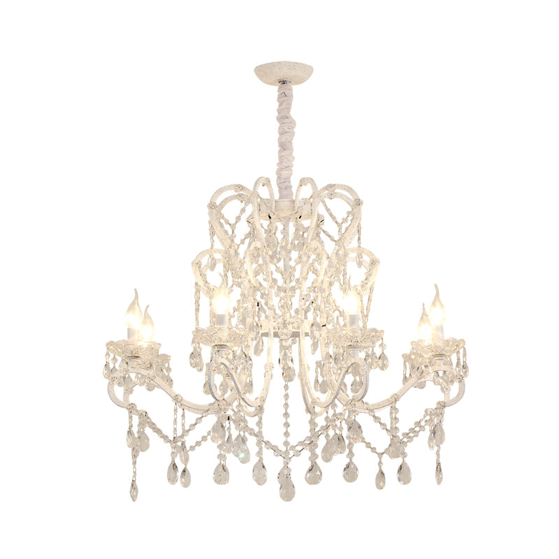 Gold/White Metal Hanging Chandelier Lamp Vintage Geometric 4/5/6 Heads Lighting Fixture with Crystal Bead Decoration Clearhalo 'Ceiling Lights' 'Chandeliers' 'Modern Chandeliers' 'Modern' Lighting' 151725