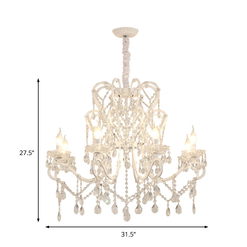 Gold/White Metal Hanging Chandelier Lamp Vintage Geometric 4/5/6 Heads Lighting Fixture with Crystal Bead Decoration Clearhalo 'Ceiling Lights' 'Chandeliers' 'Modern Chandeliers' 'Modern' Lighting' 151726