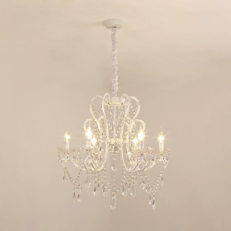 Gold/White Metal Hanging Chandelier Lamp Vintage Geometric 4/5/6 Heads Lighting Fixture with Crystal Bead Decoration Clearhalo 'Ceiling Lights' 'Chandeliers' 'Modern Chandeliers' 'Modern' Lighting' 151730