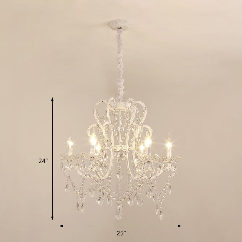 Gold/White Metal Hanging Chandelier Lamp Vintage Geometric 4/5/6 Heads Lighting Fixture with Crystal Bead Decoration Clearhalo 'Ceiling Lights' 'Chandeliers' 'Modern Chandeliers' 'Modern' Lighting' 151731