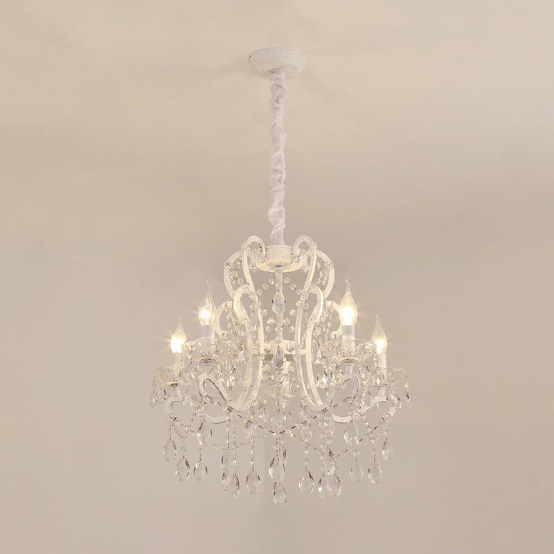 Gold/White Metal Hanging Chandelier Lamp Vintage Geometric 4/5/6 Heads Lighting Fixture with Crystal Bead Decoration Clearhalo 'Ceiling Lights' 'Chandeliers' 'Modern Chandeliers' 'Modern' Lighting' 151733