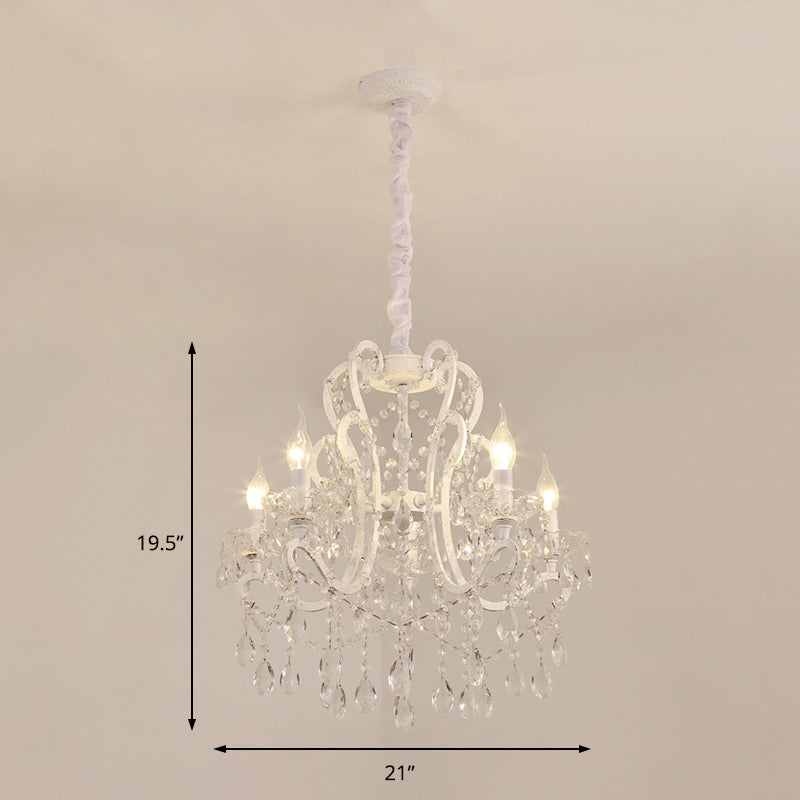 Gold/White Metal Hanging Chandelier Lamp Vintage Geometric 4/5/6 Heads Lighting Fixture with Crystal Bead Decoration Clearhalo 'Ceiling Lights' 'Chandeliers' 'Modern Chandeliers' 'Modern' Lighting' 151734