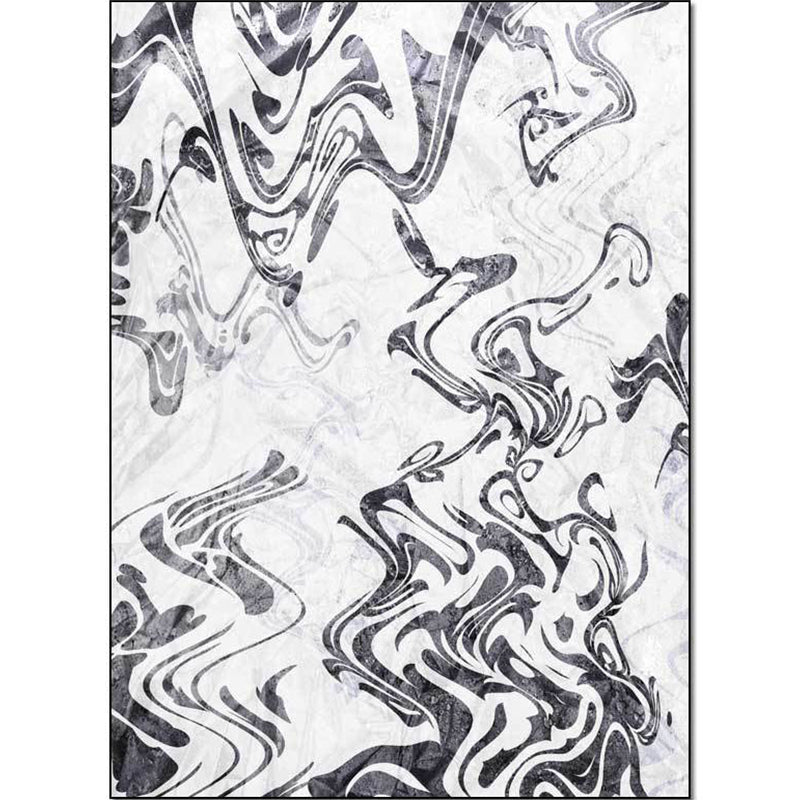 White Bedroom Rug Modern Abstract Curve Lines Pattern Area Rug Polyester Washable Carpet Clearhalo 'Area Rug' 'Modern' 'Rugs' Rug' 1517368