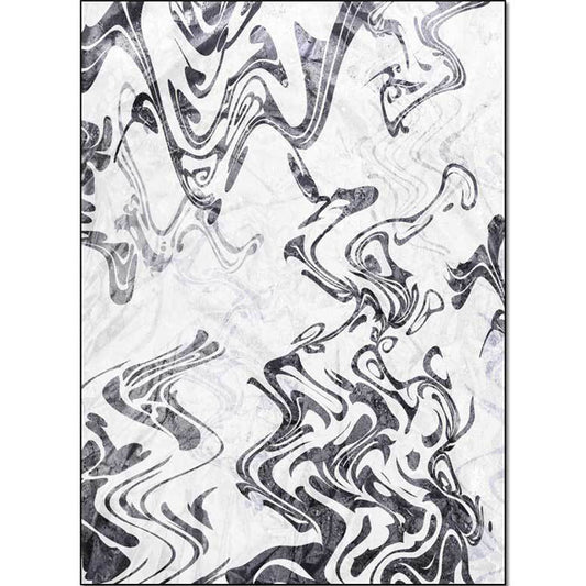 White Bedroom Rug Modern Abstract Curve Lines Pattern Area Rug Polyester Washable Carpet Clearhalo 'Area Rug' 'Modern' 'Rugs' Rug' 1517368