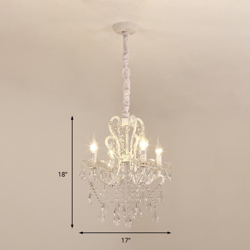 Gold/White Metal Hanging Chandelier Lamp Vintage Geometric 4/5/6 Heads Lighting Fixture with Crystal Bead Decoration Clearhalo 'Ceiling Lights' 'Chandeliers' 'Modern Chandeliers' 'Modern' Lighting' 151737