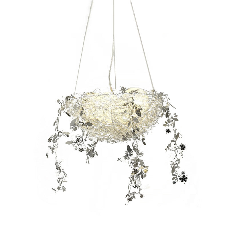 Nest Metal Chandelier Lighting Art Deco 4 Lights Silver/Gold Hanging Ceiling Lamp with Milk Glass Globe Shade Clearhalo 'Ceiling Lights' 'Chandeliers' 'Modern Chandeliers' 'Modern' Lighting' 151755