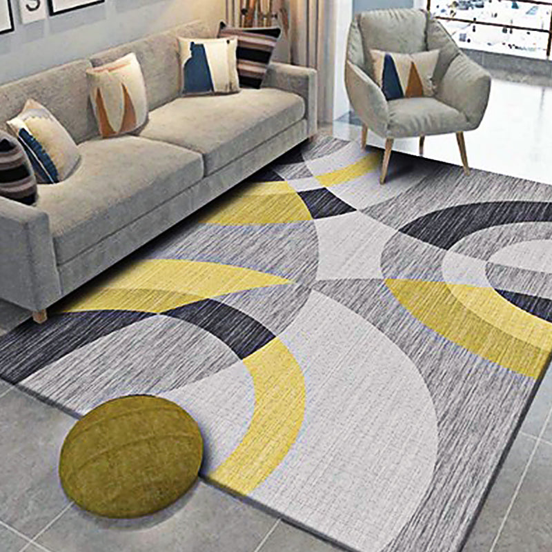 Gray and Yellow Modern Rug Polyester Colorblock Abstract Rug Washable Rectangle Rug for Living Room Gray-Yellow Clearhalo 'Area Rug' 'Modern' 'Rugs' Rug' 1517605