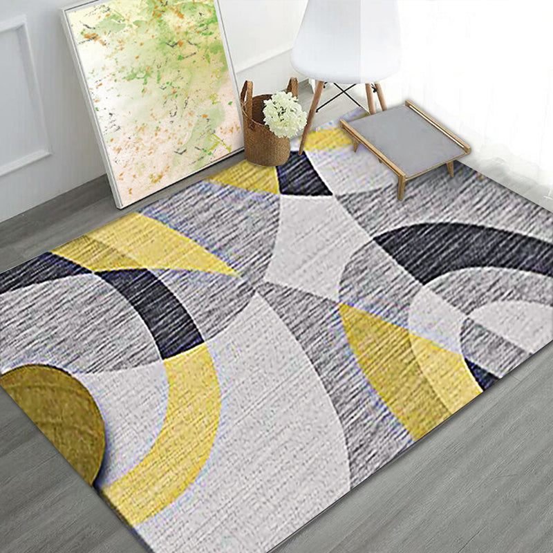 Gray and Yellow Modern Rug Polyester Colorblock Abstract Rug Washable Rectangle Rug for Living Room Clearhalo 'Area Rug' 'Modern' 'Rugs' Rug' 1517607