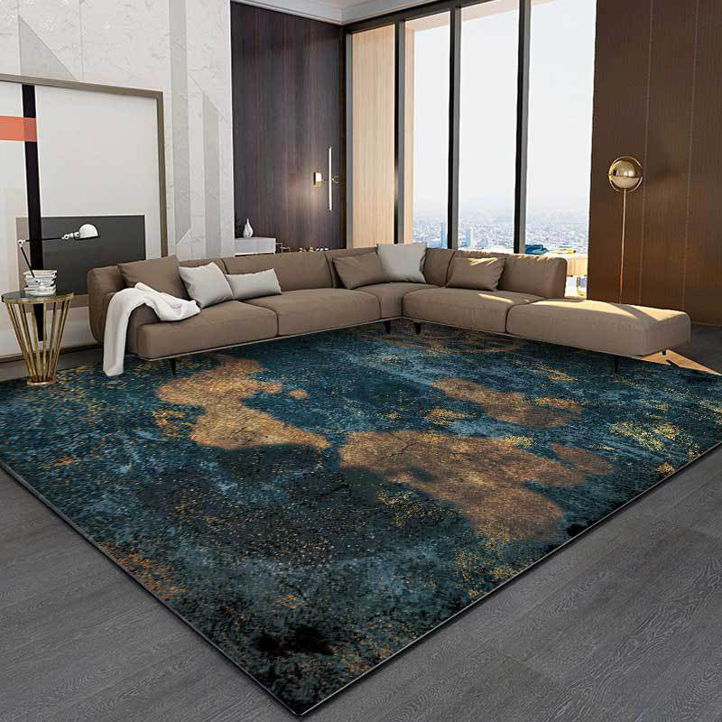Blue Bedroom Rug Modern Abstract Compass Map Pattern Area Rug Polyester Washable Carpet Clearhalo 'Area Rug' 'Modern' 'Rugs' Rug' 1517680