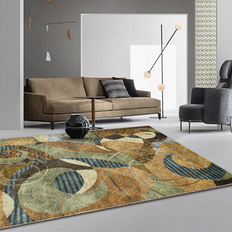 Brown Bedroom Rug Modern Abstract Lines Irregular Shape Pattern Area Rug Polyester Washable Rug Brown Clearhalo 'Area Rug' 'Modern' 'Rugs' Rug' 1517687