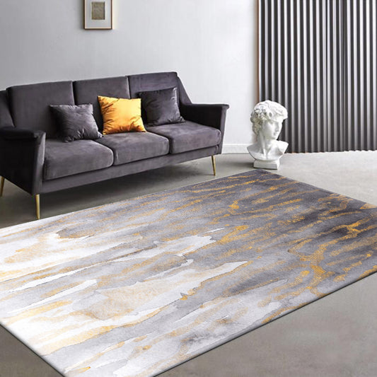 Modern Living Room Rug in Grey Abstract Paint Stain Pattern Rug Polyester Washable Area Rug Grey Clearhalo 'Area Rug' 'Modern' 'Rugs' Rug' 1517703