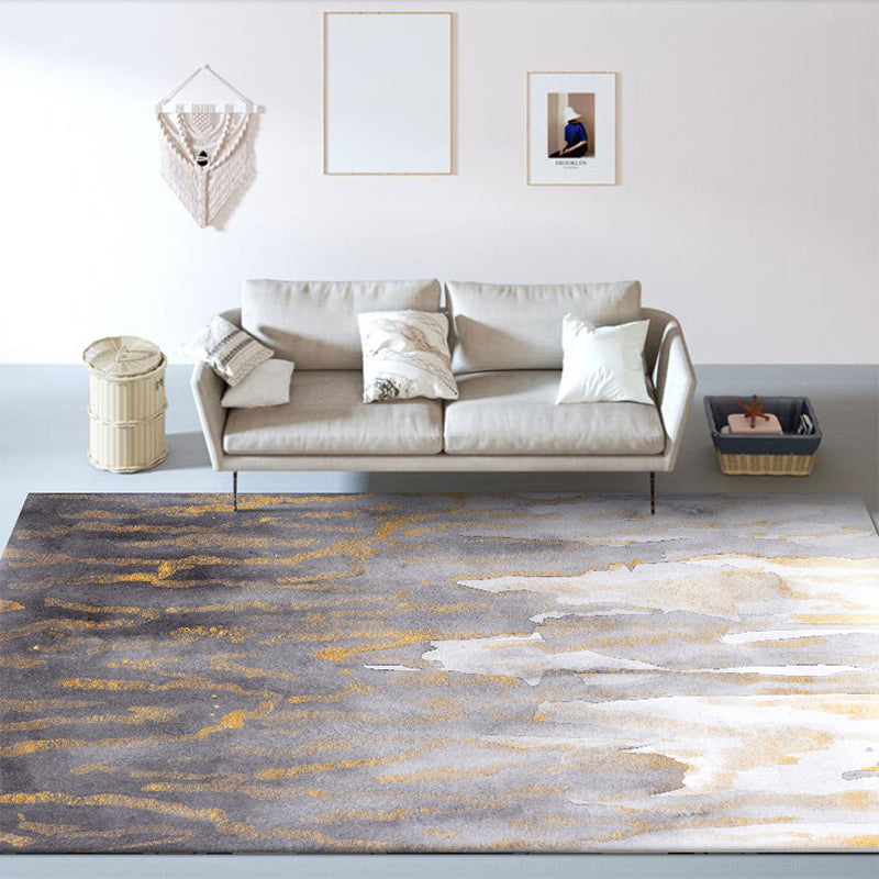 Modern Living Room Rug in Grey Abstract Paint Stain Pattern Rug Polyester Washable Area Rug Clearhalo 'Area Rug' 'Modern' 'Rugs' Rug' 1517704