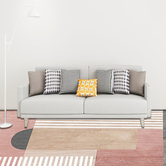 Pink and White Modern Rug Polyester Geometric Striped Colorblock Rug Washable Soft Rectangle Rug for Living Room Clearhalo 'Area Rug' 'Modern' 'Rugs' Rug' 1517714