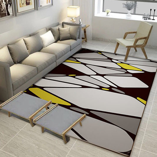 Gray and White Modern Rug Polyester Geometric Colorblock Rug Washable Rectangle Rug for Living Room Clearhalo 'Area Rug' 'Modern' 'Rugs' Rug' 1517728
