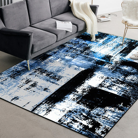 Blue Decorative Rug Modern Abstract Pigment Pattern Area Rug Polyester Washable Carpet Blue Clearhalo 'Area Rug' 'Modern' 'Rugs' Rug' 1517762