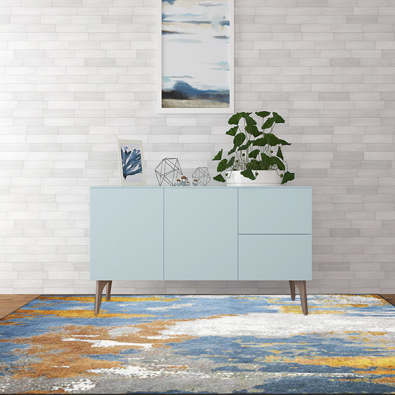 Blue Bedroom Rug Modern Abstract Ink Painting Pattern Area Rug Polyester Washable Carpet Clearhalo 'Area Rug' 'Modern' 'Rugs' Rug' 1517778