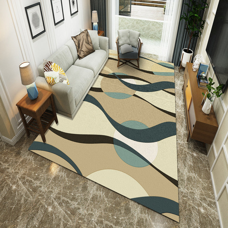 Brown and Green Simple Rug Polyester Striped Abstract Colorblock Rug Washable Non-Slip Backing Rectangle Rug for Living Room Light Brown Clearhalo 'Area Rug' 'Modern' 'Rugs' Rug' 1517870