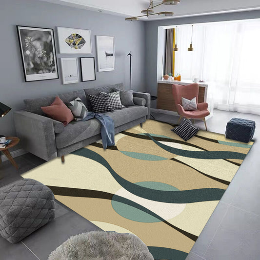 Brown and Green Simple Rug Polyester Striped Abstract Colorblock Rug Washable Non-Slip Backing Rectangle Rug for Living Room Clearhalo 'Area Rug' 'Modern' 'Rugs' Rug' 1517871