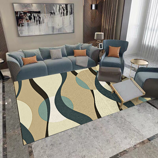 Brown and Green Simple Rug Polyester Striped Abstract Colorblock Rug Washable Non-Slip Backing Rectangle Rug for Living Room Clearhalo 'Area Rug' 'Modern' 'Rugs' Rug' 1517872