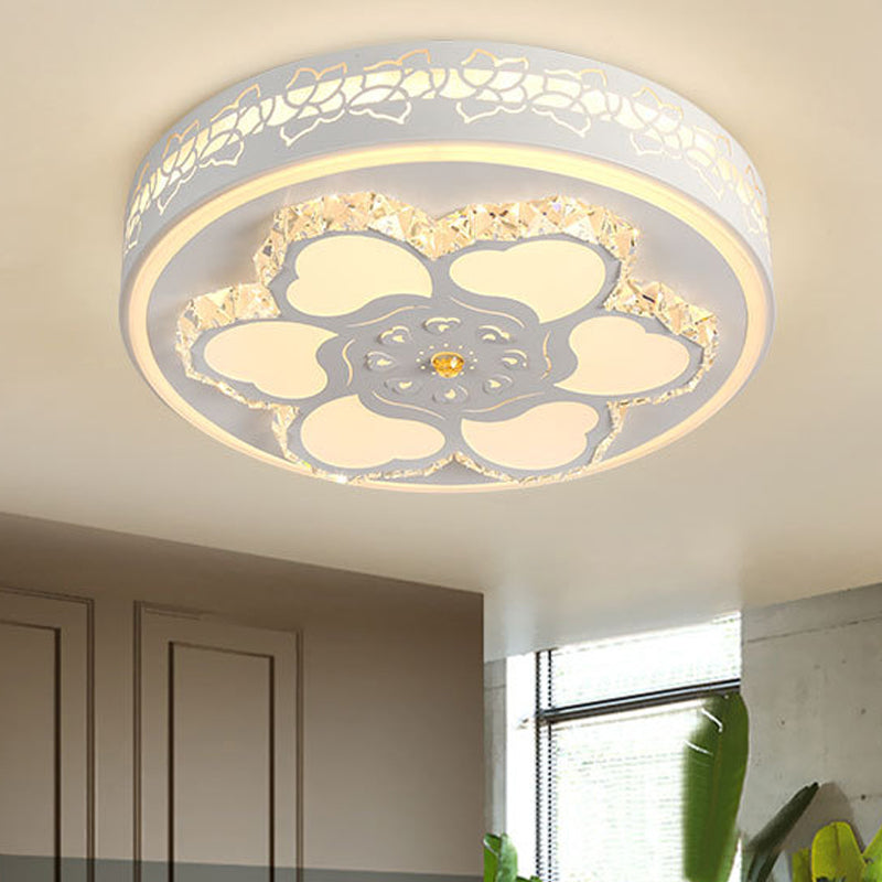 Brown/White Circular Ceiling Light Modern Crystal LED Ceiling Mount Light with Acrylic Flower Pattern in White/3 Color Light White 3 Color A Clearhalo 'Ceiling Lights' 'Close To Ceiling Lights' 'Close to ceiling' 'Flush mount' Lighting' 151830