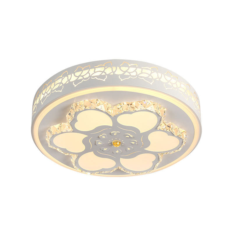 Brown/White Circular Ceiling Light Modern Crystal LED Ceiling Mount Light with Acrylic Flower Pattern in White/3 Color Light Clearhalo 'Ceiling Lights' 'Close To Ceiling Lights' 'Close to ceiling' 'Flush mount' Lighting' 151832