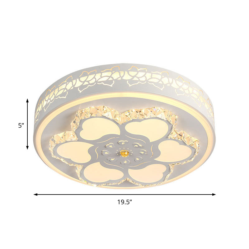 Brown/White Circular Ceiling Light Modern Crystal LED Ceiling Mount Light with Acrylic Flower Pattern in White/3 Color Light Clearhalo 'Ceiling Lights' 'Close To Ceiling Lights' 'Close to ceiling' 'Flush mount' Lighting' 151833