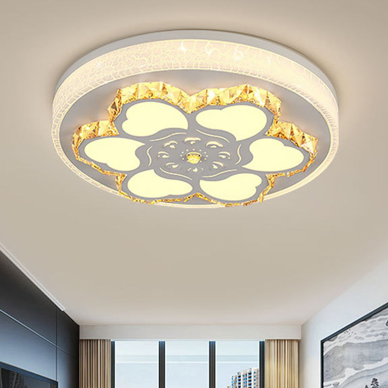 Brown/White Circular Ceiling Light Modern Crystal LED Ceiling Mount Light with Acrylic Flower Pattern in White/3 Color Light White 3 Color C Clearhalo 'Ceiling Lights' 'Close To Ceiling Lights' 'Close to ceiling' 'Flush mount' Lighting' 151834