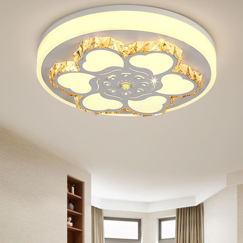 Brown/White Circular Ceiling Light Modern Crystal LED Ceiling Mount Light with Acrylic Flower Pattern in White/3 Color Light White 3 Color D Clearhalo 'Ceiling Lights' 'Close To Ceiling Lights' 'Close to ceiling' 'Flush mount' Lighting' 151838