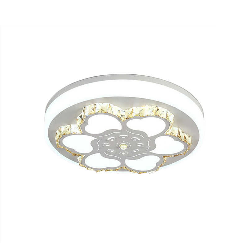 Brown/White Circular Ceiling Light Modern Crystal LED Ceiling Mount Light with Acrylic Flower Pattern in White/3 Color Light Clearhalo 'Ceiling Lights' 'Close To Ceiling Lights' 'Close to ceiling' 'Flush mount' Lighting' 151840