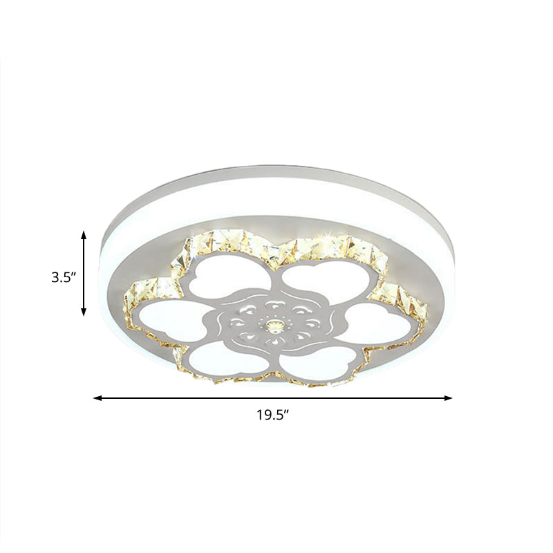 Brown/White Circular Ceiling Light Modern Crystal LED Ceiling Mount Light with Acrylic Flower Pattern in White/3 Color Light Clearhalo 'Ceiling Lights' 'Close To Ceiling Lights' 'Close to ceiling' 'Flush mount' Lighting' 151841