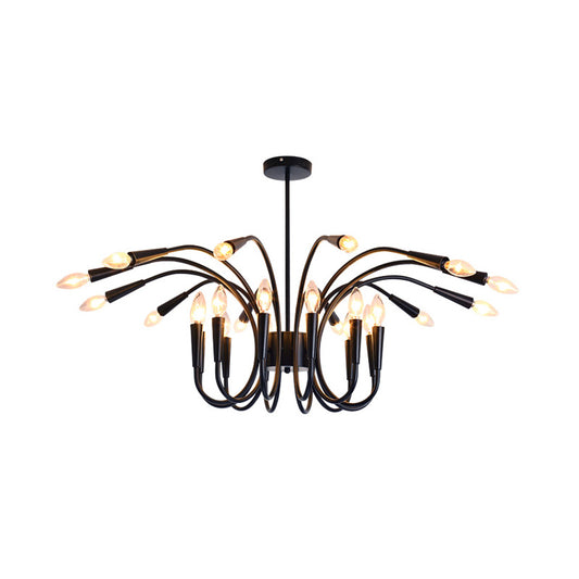 Abstract Metal Chandelier Lighting Modernist Multi Lights Black Hanging Pendant Lamp with Bare Bulb and Curved Arm Clearhalo 'Ceiling Lights' 'Chandeliers' 'Modern Chandeliers' 'Modern' Lighting' 151887