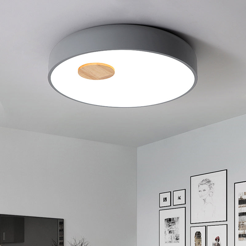 Round Metal Flush Ceiling Light Fixture with Acrylic Diffuser Nordic Gray/Yellow/Green Ceiling Flush Mount for Living Room in Warm/White Grey Clearhalo 'Ceiling Lights' 'Close To Ceiling Lights' 'Close to ceiling' 'Flush mount' Lighting' 151890