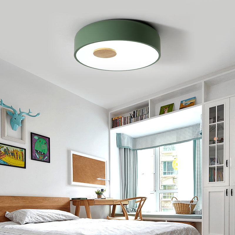 Round Metal Flush Ceiling Light Fixture with Acrylic Diffuser Nordic Gray/Yellow/Green Ceiling Flush Mount for Living Room in Warm/White Clearhalo 'Ceiling Lights' 'Close To Ceiling Lights' 'Close to ceiling' 'Flush mount' Lighting' 151896