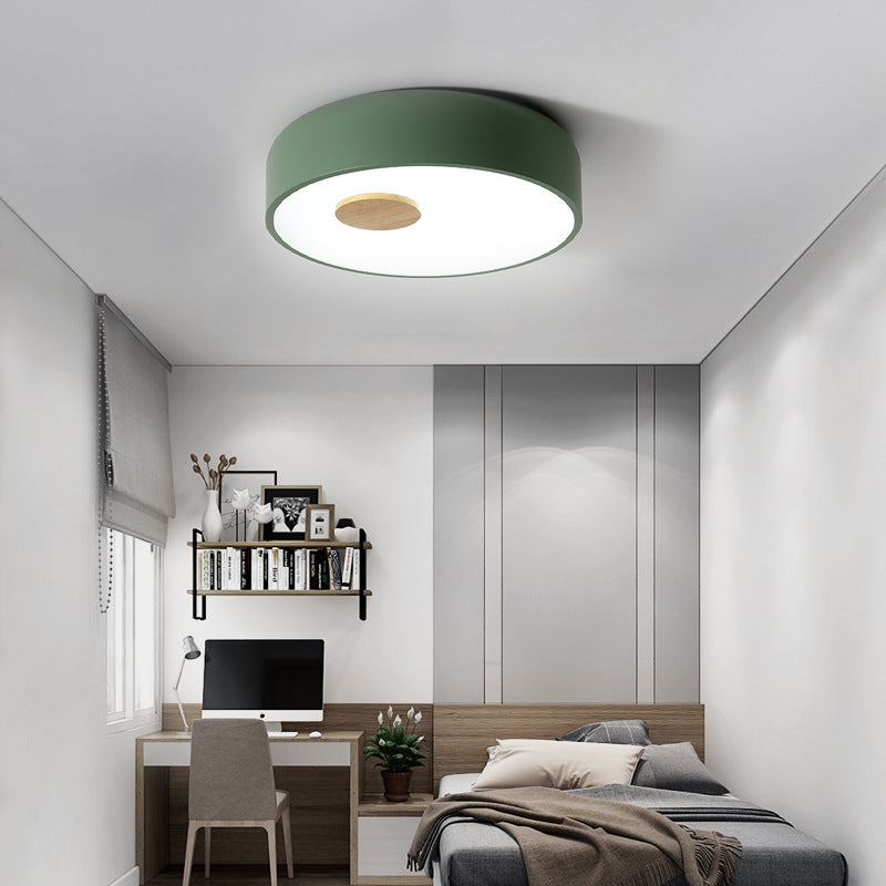 Round Metal Flush Ceiling Light Fixture with Acrylic Diffuser Nordic Gray/Yellow/Green Ceiling Flush Mount for Living Room in Warm/White Clearhalo 'Ceiling Lights' 'Close To Ceiling Lights' 'Close to ceiling' 'Flush mount' Lighting' 151897