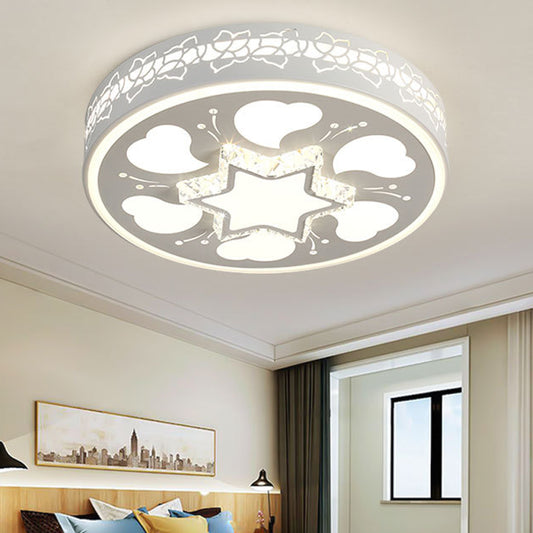 Brown/White Circle Flush Ceiling Light LED Modern Acrylic and Crystal Ceiling Fixture in White/3 Color Lighting for Bedroom Clearhalo 'Ceiling Lights' 'Close To Ceiling Lights' 'Close to ceiling' 'Flush mount' Lighting' 151920