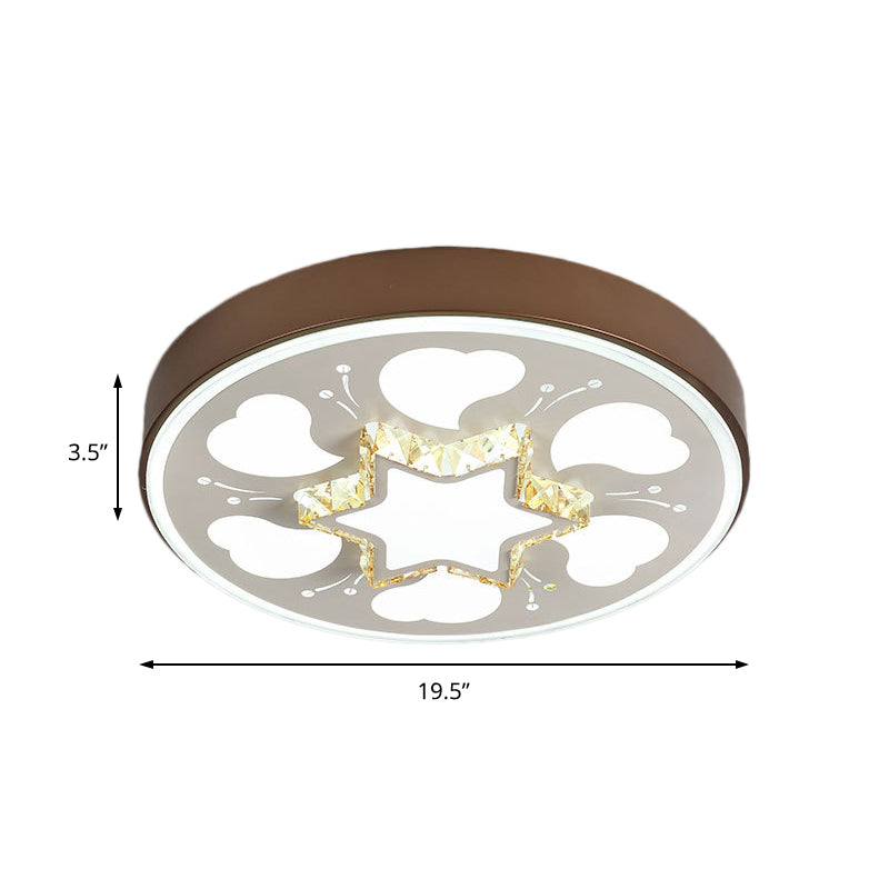 Brown/White Circle Flush Ceiling Light LED Modern Acrylic and Crystal Ceiling Fixture in White/3 Color Lighting for Bedroom Clearhalo 'Ceiling Lights' 'Close To Ceiling Lights' 'Close to ceiling' 'Flush mount' Lighting' 151926