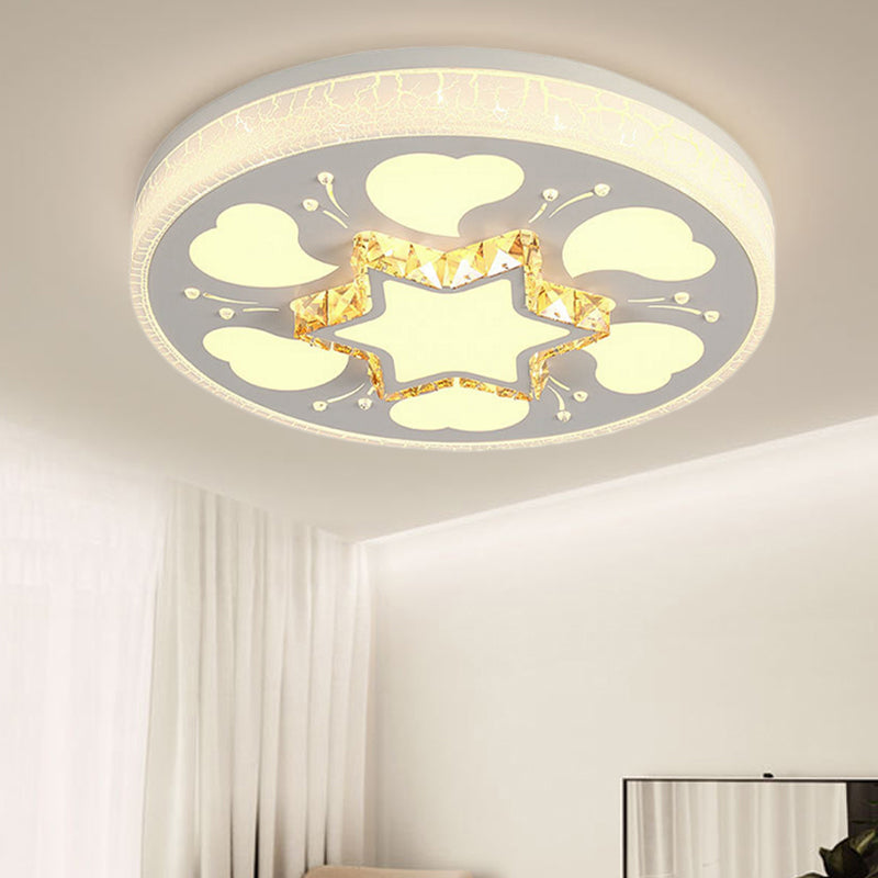 Brown/White Circle Flush Ceiling Light LED Modern Acrylic and Crystal Ceiling Fixture in White/3 Color Lighting for Bedroom White 3 Color C Clearhalo 'Ceiling Lights' 'Close To Ceiling Lights' 'Close to ceiling' 'Flush mount' Lighting' 151927