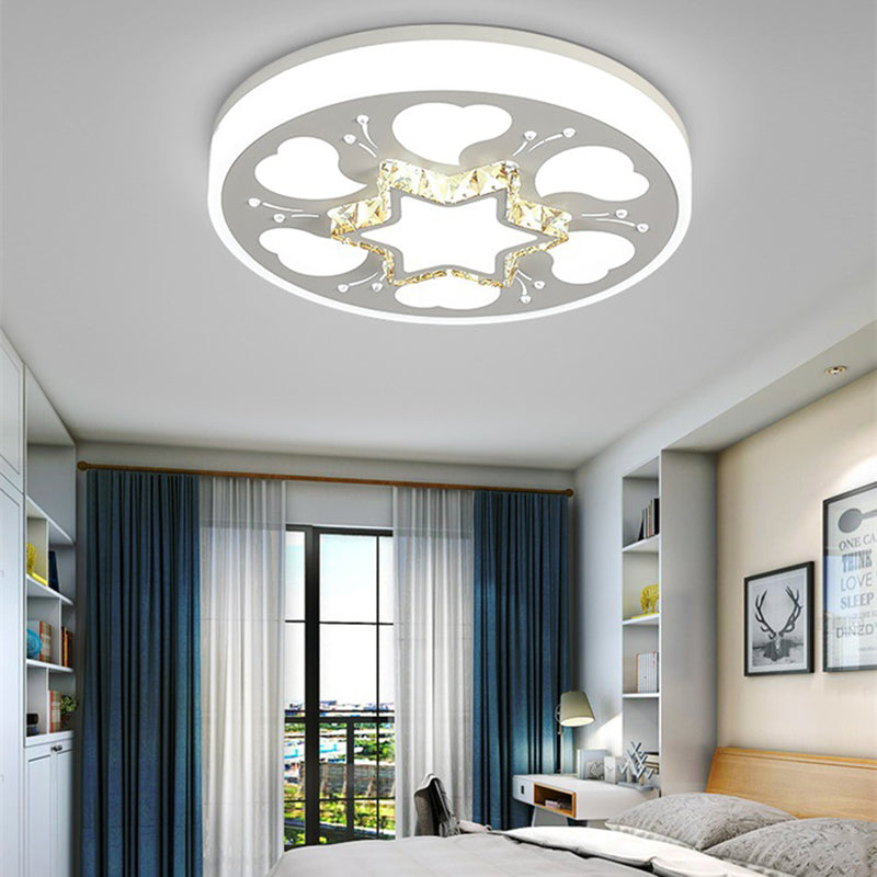 Brown/White Circle Flush Ceiling Light LED Modern Acrylic and Crystal Ceiling Fixture in White/3 Color Lighting for Bedroom White White D Clearhalo 'Ceiling Lights' 'Close To Ceiling Lights' 'Close to ceiling' 'Flush mount' Lighting' 151932