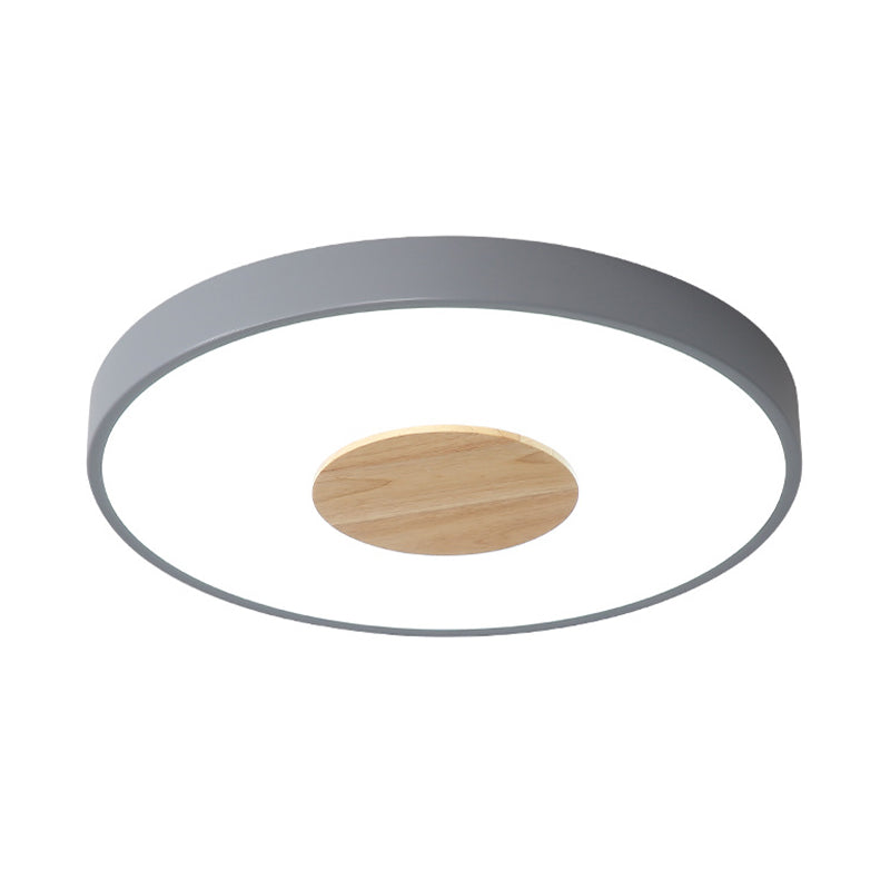 Circular Flush Ceiling Mount Light Nordic Metal Black/Gray/White LED Bedroom Ceiling Mount Flush with Acrylic Diffuser, 12"/16"/19.5" Dia Clearhalo 'Ceiling Lights' 'Close To Ceiling Lights' 'Close to ceiling' 'Flush mount' Lighting' 151939