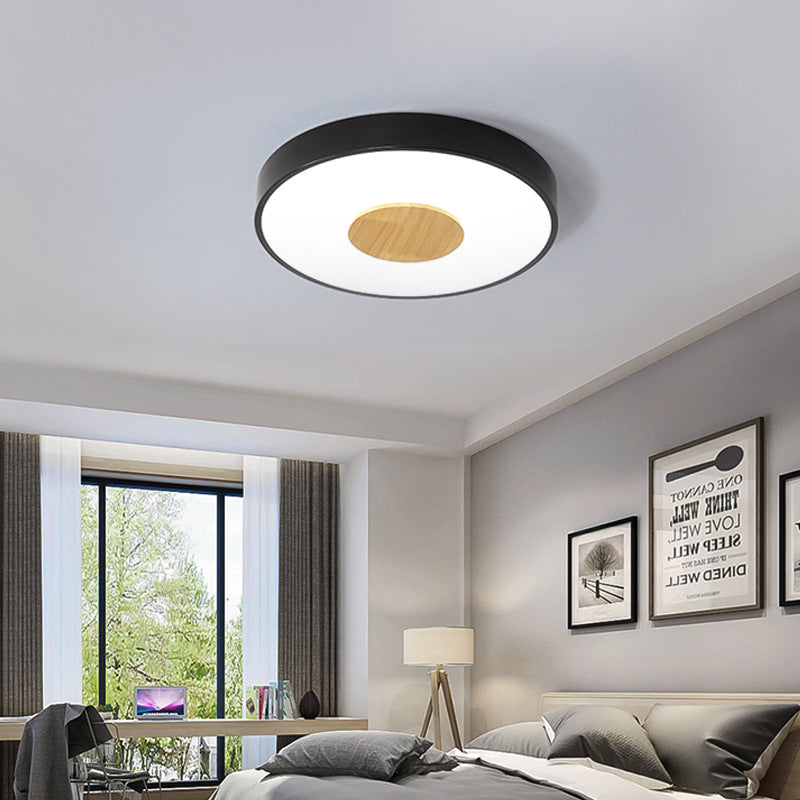 Circular Flush Ceiling Mount Light Nordic Metal Black/Gray/White LED Bedroom Ceiling Mount Flush with Acrylic Diffuser, 12"/16"/19.5" Dia Clearhalo 'Ceiling Lights' 'Close To Ceiling Lights' 'Close to ceiling' 'Flush mount' Lighting' 151941