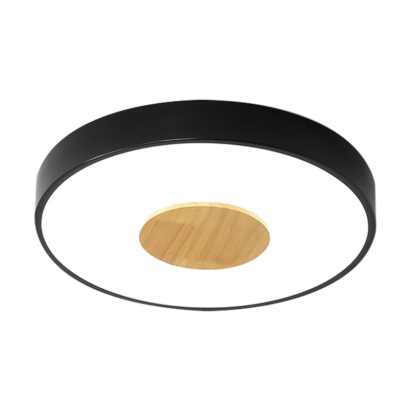 Circular Flush Ceiling Mount Light Nordic Metal Black/Gray/White LED Bedroom Ceiling Mount Flush with Acrylic Diffuser, 12"/16"/19.5" Dia Clearhalo 'Ceiling Lights' 'Close To Ceiling Lights' 'Close to ceiling' 'Flush mount' Lighting' 151943