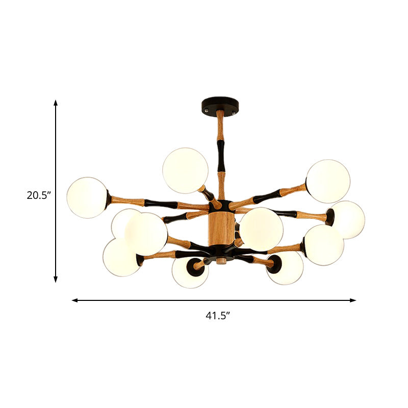 Wooden Sputnik Chandelier Lighting Contemporary 6/8/12 Lights Hanging Pendant Lamp Fixture for Bedroom Clearhalo 'Ceiling Lights' 'Chandeliers' 'Glass shade' 'Glass' 'Modern Chandeliers' 'Modern' Lighting' 151962