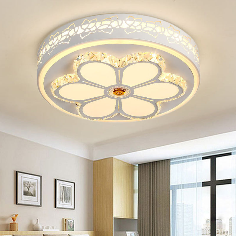 Modern Flower Pattern Flush Ceiling Light Crystal and Acrylic White/3 Color LED Ceiling Light in Brown/White Clearhalo 'Ceiling Lights' 'Close To Ceiling Lights' 'Close to ceiling' 'Flush mount' Lighting' 151982