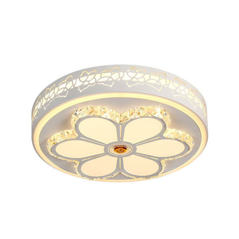 Modern Flower Pattern Flush Ceiling Light Crystal and Acrylic White/3 Color LED Ceiling Light in Brown/White Clearhalo 'Ceiling Lights' 'Close To Ceiling Lights' 'Close to ceiling' 'Flush mount' Lighting' 151983