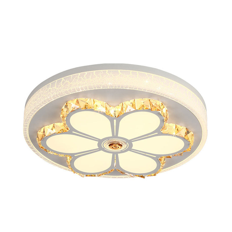 Modern Flower Pattern Flush Ceiling Light Crystal and Acrylic White/3 Color LED Ceiling Light in Brown/White Clearhalo 'Ceiling Lights' 'Close To Ceiling Lights' 'Close to ceiling' 'Flush mount' Lighting' 151991