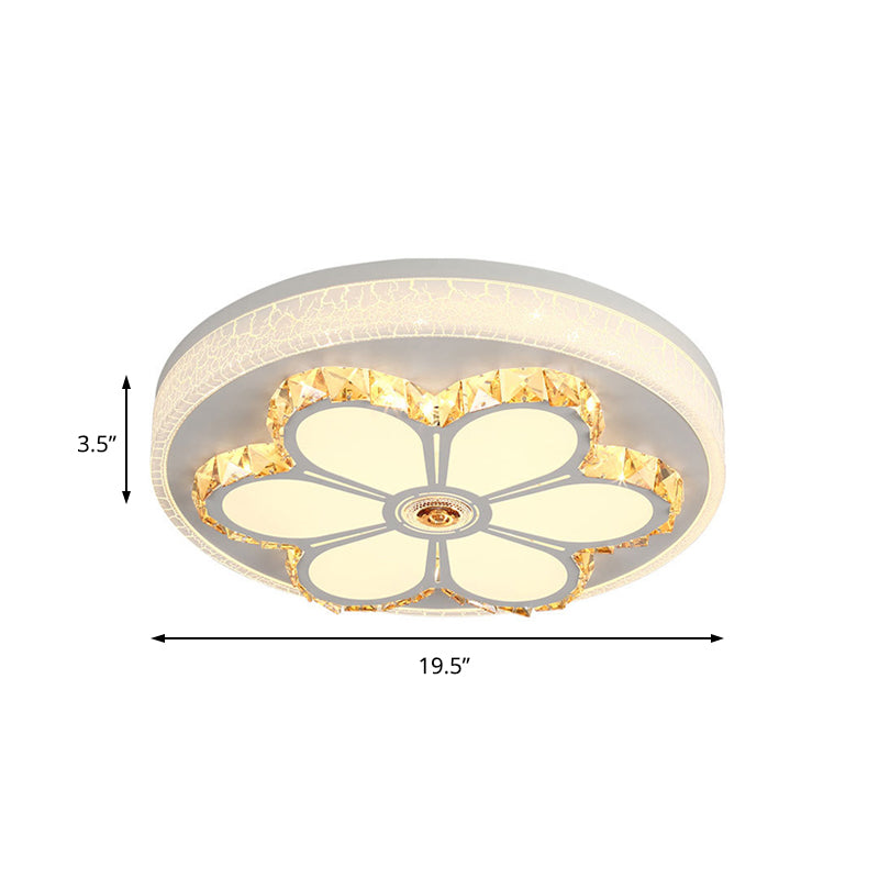 Modern Flower Pattern Flush Ceiling Light Crystal and Acrylic White/3 Color LED Ceiling Light in Brown/White Clearhalo 'Ceiling Lights' 'Close To Ceiling Lights' 'Close to ceiling' 'Flush mount' Lighting' 151992